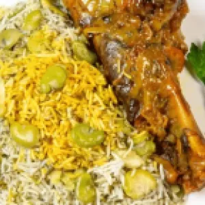 Baghali polo mahicheh