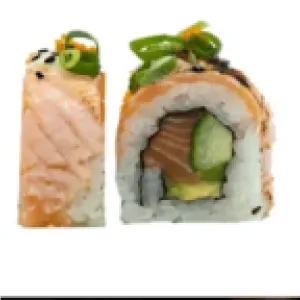 Flamed salmon roll