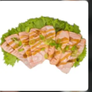 Flamed salmon sashimi
