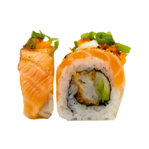 Flamed salmon ebi roll