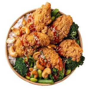 Crispy chicken met rijst