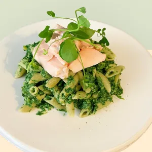 Gestoomde zalm met spinazie-ricotta & volkorenpasta - Extra