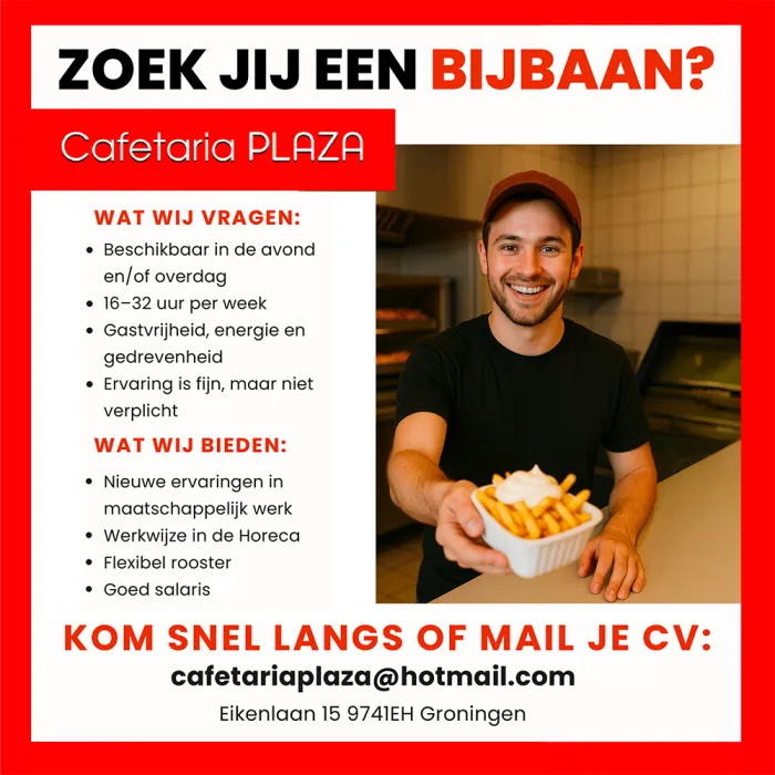 Bijbaan bij Cafetaria PLAZA
