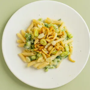 Vegetarische pasta met geitenkaas en courgette