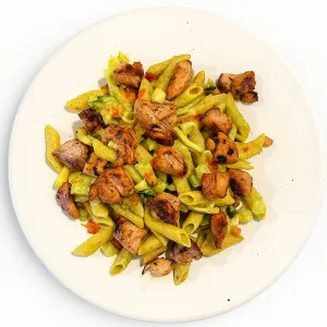 Pasta pesto met kippendijen