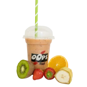 Sinaasappel, kiwi, aardbei en banaan