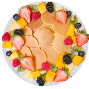 Pannenkoek nutella, aardbei, kiwi, mango en bosbessen