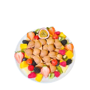 Nutella en aardbei, mango en ananas