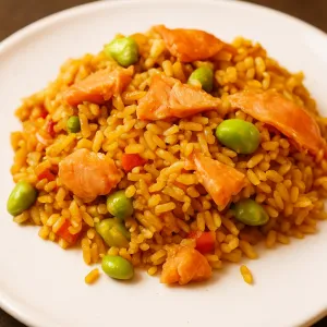 Gerookte zalm met soja en rijst extra