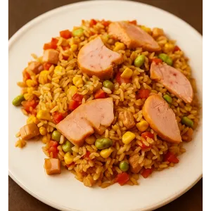 Gerookte kipfilet met soja en rijst extra