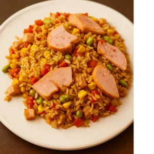 Gerookte kipfilet met soja en rijst