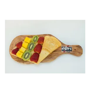 Pannenkoek nutella, aardbei, kiwi en mango