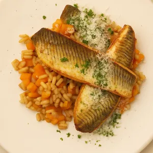 Pietermanfilet met pompoenrisotto extra