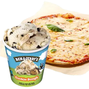Pizza margherita met Ben & Jerry's 465ml