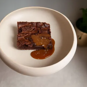 Brownie met gezouten karamel