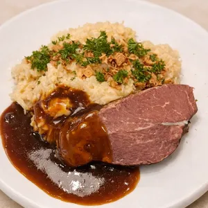 Runderlapje met zuurkoolstamppot extra