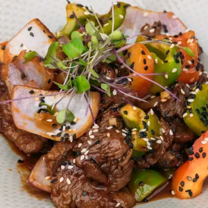 Mongolian beef met rijst