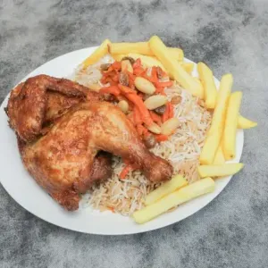 Afghaanse rijst me thalve kip 100% Halal