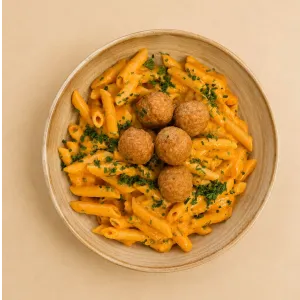 Pasta met kipgehaktballetjes