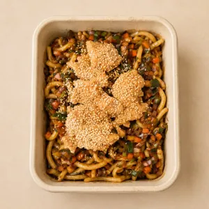 Wok noedels met teriyaki zalm